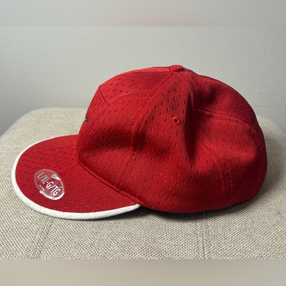 Vintage Nike 7 Panel Hat Cap Red & White Mesh Size L/XL Nike Air Mini Swoosh Y2K - Picture 4 of 9